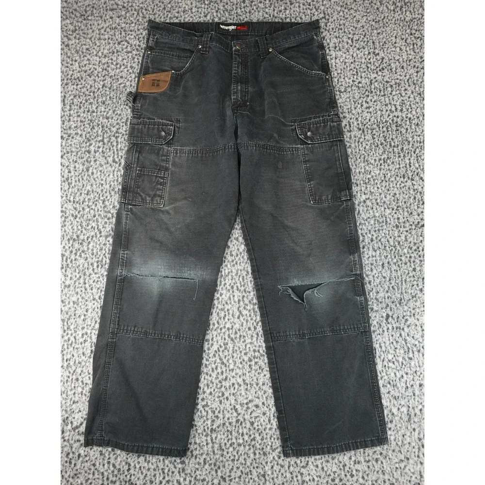 Wrangler RIGGS Workwear Carpenter Pants Mens 36x32 Black Distressed 3W060BL